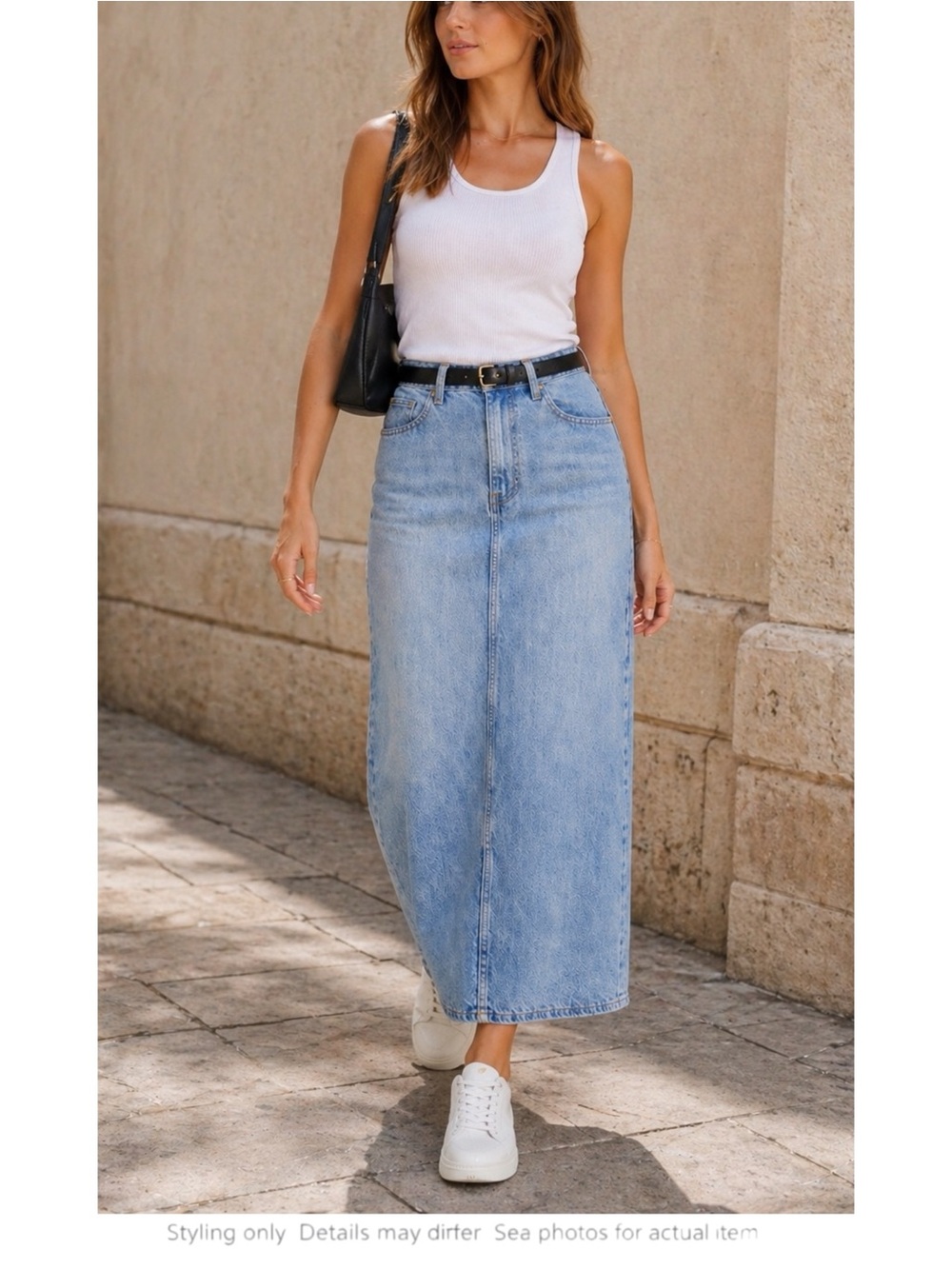 Vintage 90s Forever 21 Light Wash Denim Maxi Skirt High Rise M/L